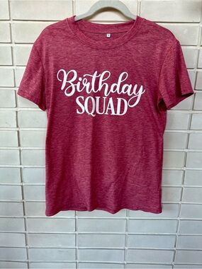 Birthday Squad Graphic Tee * Size S * Mauve Pink Heather